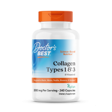 Коллаген 1 и 3 типа, Types 1 and 3 with Peptan, Doctor's Best, с пептаном и витамином C, 500 мг, 240 капсул (125 мг в капсуле)
