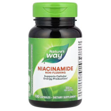 Вітамін В3, Niacinamide, Nature's Way, 500 мг, не викликає почервоніння, 100 веганських капсул