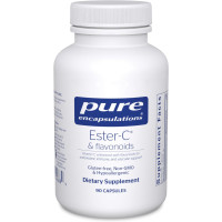 Естер-C та флавоноїди, Ester-C & flavonoids, Pure Encapsulations, антиоксидантна, імунна та судинна підтримка, 90 капсул