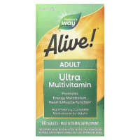Мультивитамины Alive!, прием один раз в день, Alive!® Adult Ultra Multivitamin, Nature's Way, 60 таблеток