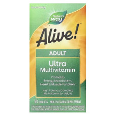 Мультивітаміни Alive!, прийом один раз на день, Alive!® Adult Ultra Multivitamin, Nature's Way, 60 таблеток