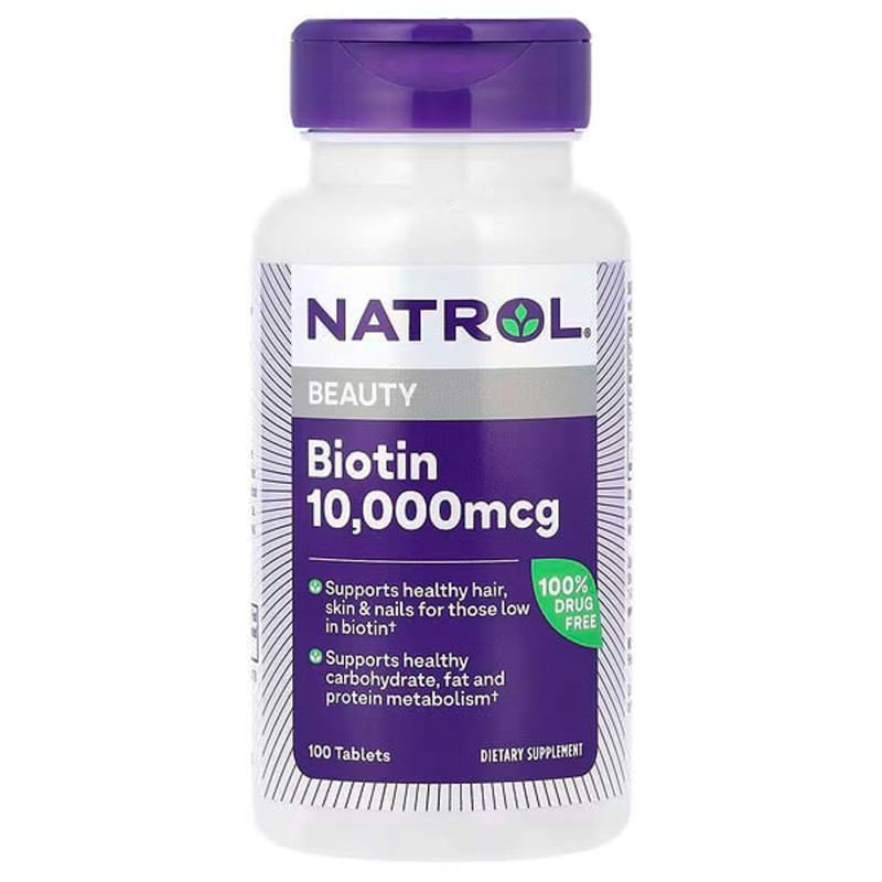 Биотин максимум, Biotin, Natrol, 10000 мкг, 100 таблеток