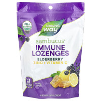 Леденцы для иммунитета, бузина, цинк + витамин C, Sambucus®, Nature's Way, мед и лимон, 24 конфеты