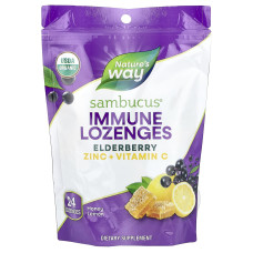 Льодяники для імунітету, бузина, цинк + вітамін C, Sambucus®, Nature's Way, мед та лимон, 24 цукерки