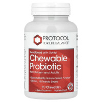 Жевательные пробиотики, Chewable Probiotic, Protocol for Life Balance, для детей и взрослых, 2 млрд, 90 жевательных таблеток