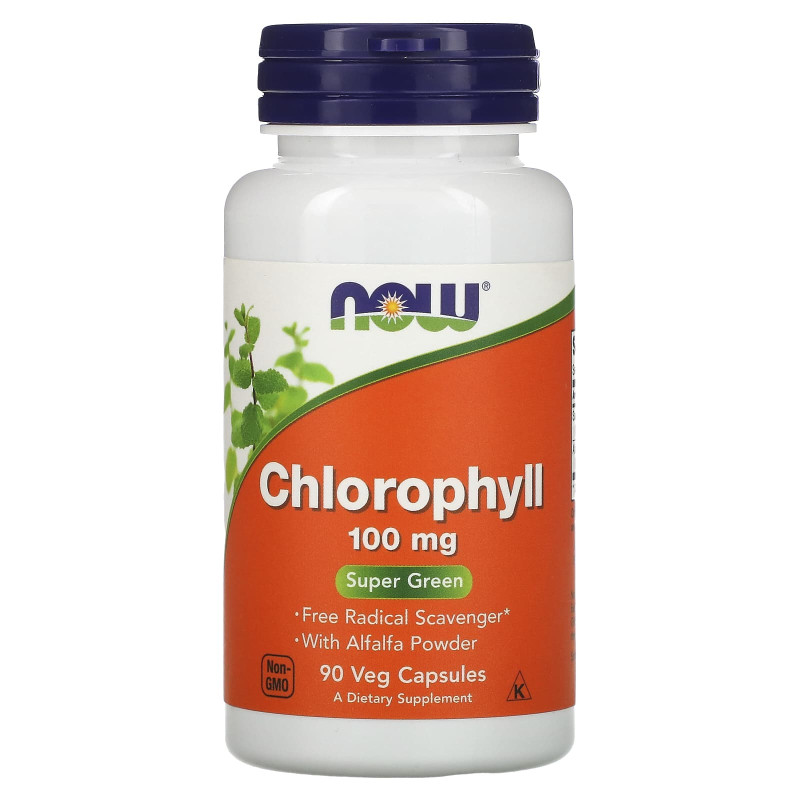 Хлорофилл, Chlorophyll, Now Foods, 100 мг, 90 вегетарианских капсул