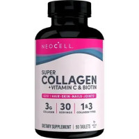 Колаген + вітамін С та біотин, Collagen, + Vitamin C & Biotin, NeoCell, супер, 90 таблеток