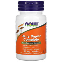 Молочные ферменты, Dairy Digest Complete, Now Foods, смесь, 90 вегетарианских капсул