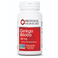 Гинкго Билоба, Ginkgo Biloba, Protocol for Life Balance, 60 мг, 60 веганских капсул