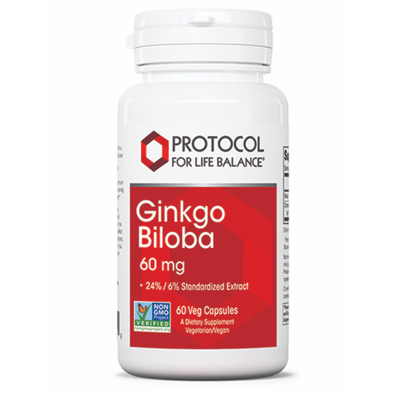 Гінкго Білоба, Ginkgo Biloba, Protocol for Life Balance, 60 мг, 60 веганських капсул