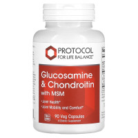 Глюкозамин и хондроитин с МСМ, Glucosamine & Chondroitin with MSM, Protocol for Life Balance, поддержка суставов, 90 капсул