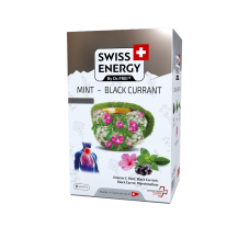 Чай от простуды, Herbal tea MINT - BLACK CURRANT, Swiss Energy, от кашля, боли в горле и заложенности носа, альпийские травы, мята и черная смородина, 8 пакетиков