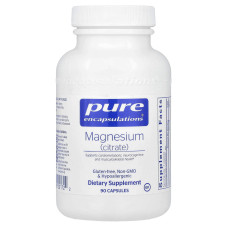 Магний (цитрат), Magnesium (citrate), Pure Encapsulations, для сна, здоровья сердца, мышц и обмена веществ, 150 мг, 90 капсул