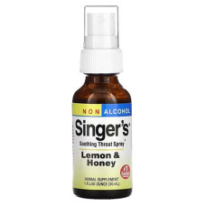Спрей для горла заспокійливий, Singer's, Soothing Throat Spray, Herbs Etc., без спирту, лимон та мед, 30 мл