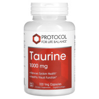 Таурін, Taurine, Protocol for Life Balance, 1000 мг, 100 веганських капсул