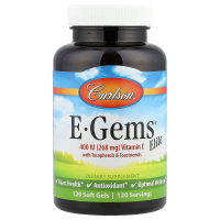 Витамин Е, E-Gems, Elite, Vitamin E, Carlson, с токоферолами и токотриенолами, 120 гелевых капсул