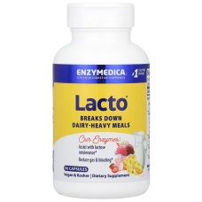 Ферменти для травлення, лакто, Lacto, Enzymedica, молочна формула для травлення, 90 капсул