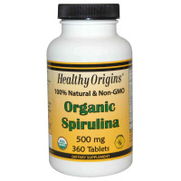 Спіруліна, Spirulina, Healthy Origins, органічна, 500 мг, 360 таблеток.