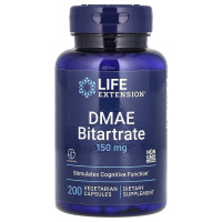 DMAE (Диметиламиноэтанол), DMAE Bitartrate, Life Extension, 150 мг, 200 капсул
