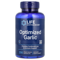 Часник оптимізований, Optimized Garlic, Life Extension, 200 вегетаріанських капсул (600 мг на капсулу)