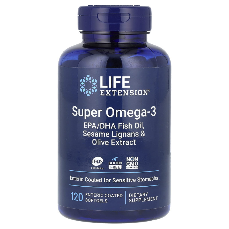 Омега-3, Super Omega-3, EPA/DHA Fish Oil, Life Extension, 120 гелевих капсул
