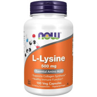 L-лизин, L-Lysine, Now Foods, 500 мг, 100 вегетарианских капсул