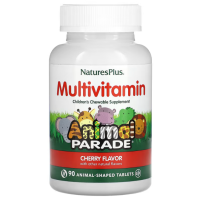 Мультивітаміни та мінерали для дітей, Multi-Vitamin & Mineral, Nature's Plus, Source of Life, вишня, 90 таблеток у формі тварин