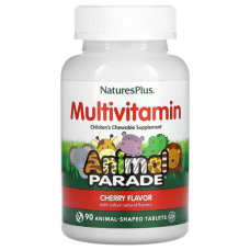 Мультивітаміни та мінерали для дітей, Multi-Vitamin & Mineral, Nature's Plus, Source of Life, вишня, 90 таблеток у формі тварин
