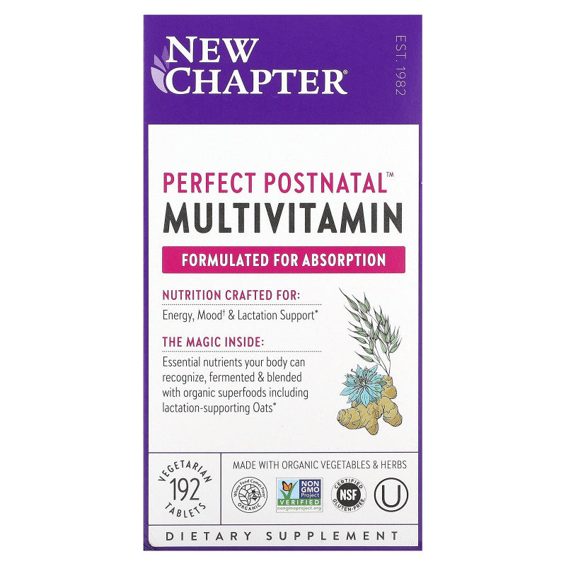 Мультивитаминный комплекс постнатальный, Postnatal MultiVitamin, New Chapter, 192 вегетарианские таблетки