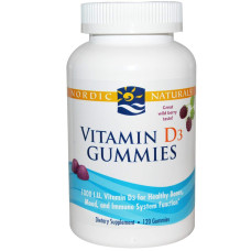 Вітамін D3, Vitamin D3 Gummies, Nordic Naturals, лісові ягоди, 1000 МО, 120 желе