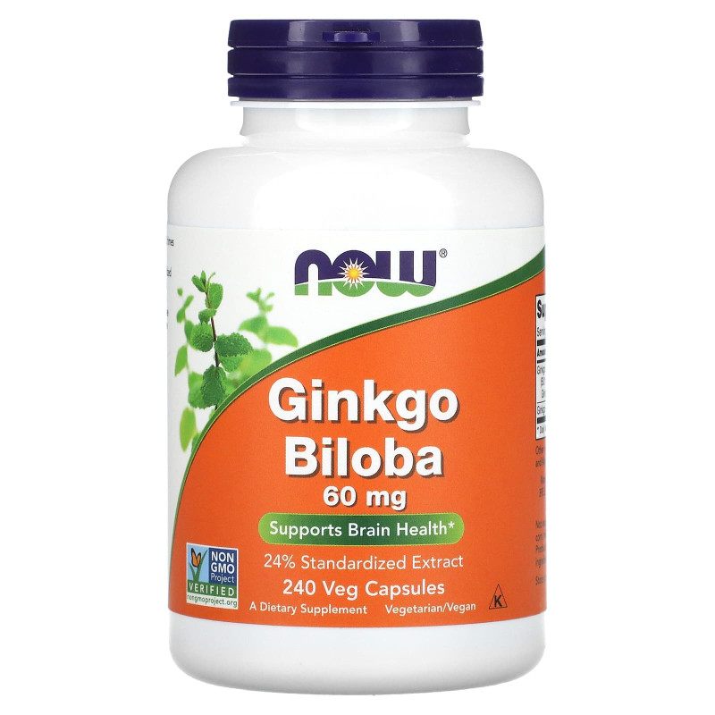 Гинкго Билоба, Ginkgo Biloba, Now Foods, 60 мг, 240 вегетарианских капсул