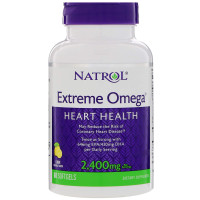 Омега Extreme, Omega, Natrol, лимон, 2400 мг, 60 мягких капсул (1200 мг на мягкую капсулу)