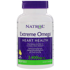 Омега Extreme, Omega, Natrol, лимон, 2400 мг, 60 мягких капсул (1200 мг на мягкую капсулу)