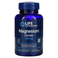 Цитрат магния, Magnesium (Citrate), Life Extension, 100 мг, 100 вегетарианских капсул