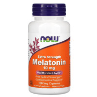 Мелатонін, Melatonin, NOW Foods, додаткова сила, 10 мг, 100 вегетаріанських капсул