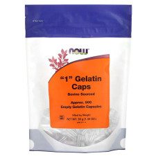 Пустые капсулы "1", "1" Gelatin Caps, Now Foods, 500 пустых желатиновых капсул (38 г)