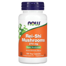 Грибы рейши, Rei-Shi Mushrooms, Now Foods, 270 мг, 100 вегетарианских капсул