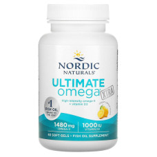 Экстра Омега-3, Ultimate Omega Xtra, Nordic Naturals, лимон, 1000 мг, 60 капсул