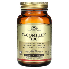 Витамины В-100, комплекс, B-Complex "100", Solgar, 50 вегетарианских капсул