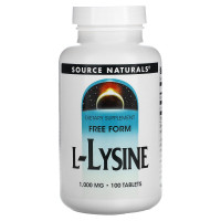 Лизин, L-Lysine, Source Naturals, 1000 мг, 100 таблеток