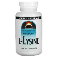 Лізин, L-Lysine, Source Naturals, 1000 мг, 100 таблеток