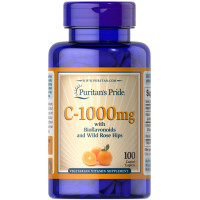 Витамин С с биофлавоноидами, Vitamin C, Puritan's Pride, с шиповником, 1000 мг, 100 каплет