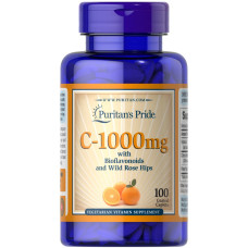 Вітамін С з біофлавоноїдами, Vitamin C, Puritan's Pride, з шипшиною, 1000 мг, 100 каплет