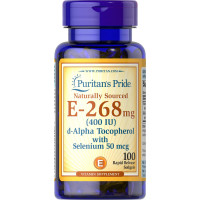 Витамин Е с селеном, Vitamin E, Puritan's Pride, 400 МЕ, натуральный, 100 гелевых капсул
