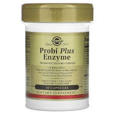 Пробіотики плюс ферменти, Probi Plus Enzyme, Solgar, комплекс, 20 млрд КУО, 30 капсул