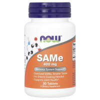 S-аденозил-L-метионин, SAMe, NOW Foods, 400 мг, 30 таблеток