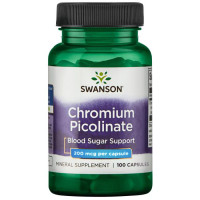 Хром пиколинат, Chromium Picolinate, Swanson, 200 мкг, 100 капсул