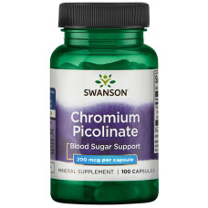 Хром пиколинат, Chromium Picolinate, Swanson, 200 мкг, 100 капсул