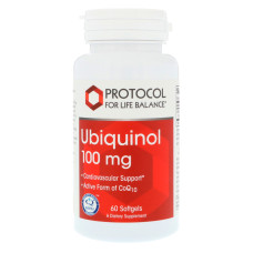 Убіхінол, Ubiquinol, Protocol for Life Balance, 100 мг, 60 гелевих капсул