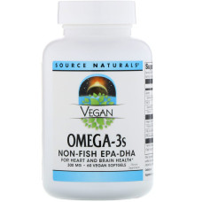 Омега-3, Omega-3S EPA-DHA, Source Naturals, для веганов, 300 мг, 60 кап.